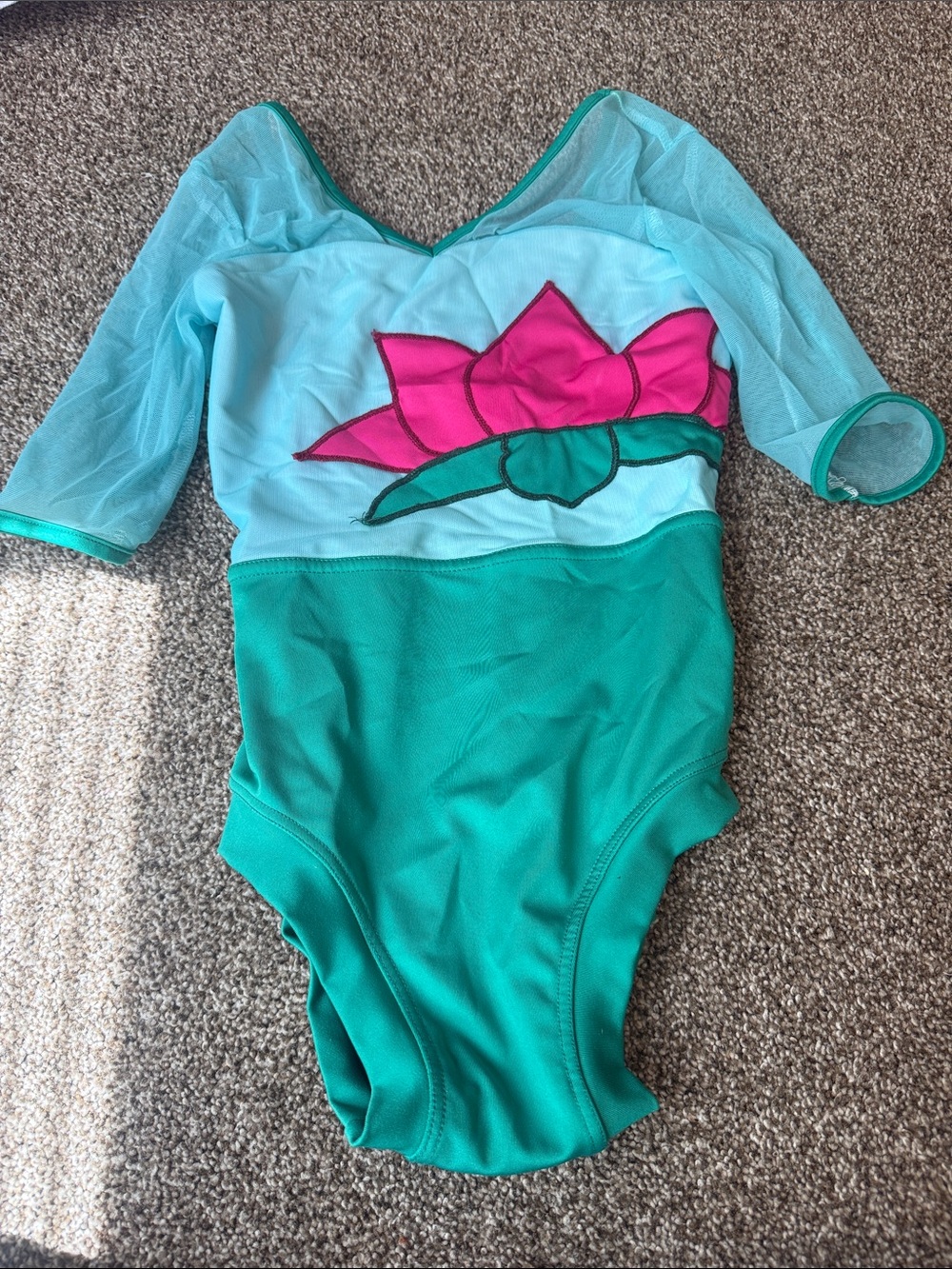 Women’s Teal and Turquoise Floral One-Piece Leotard